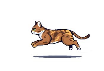 pixel art cat on transparent isolated background icon illustration design graphic flat style