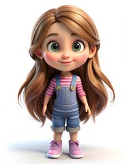 Cute 3D Cartoon Animation Style 3D Girl Cute Livily And Happy Girl Cute cartoon Princes