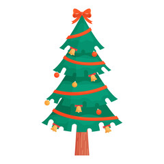 Hand drawn christmas tree illustration on a white background