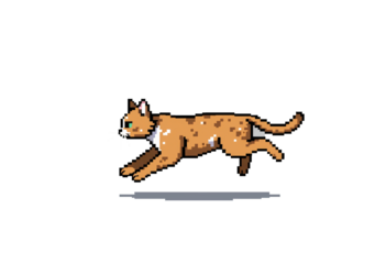 pixel art cat on transparent isolated background icon illustration design graphic flat style