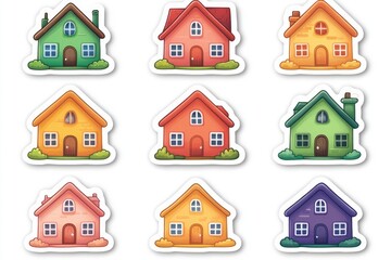 Colorful Cartoon Houses Set