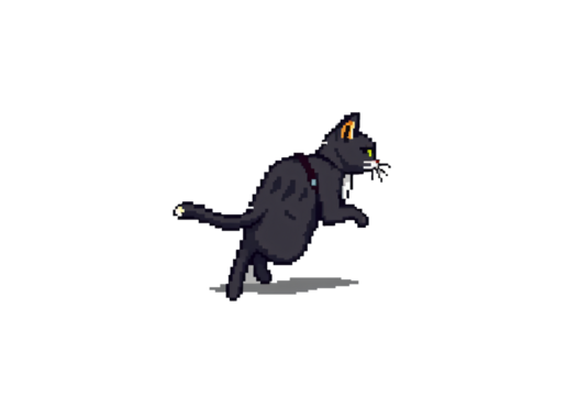 pixel art cat on transparent isolated background icon illustration design graphic flat style