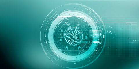 Obraz premium 2d Illustration Fingerprint Scanning Technology Concept 