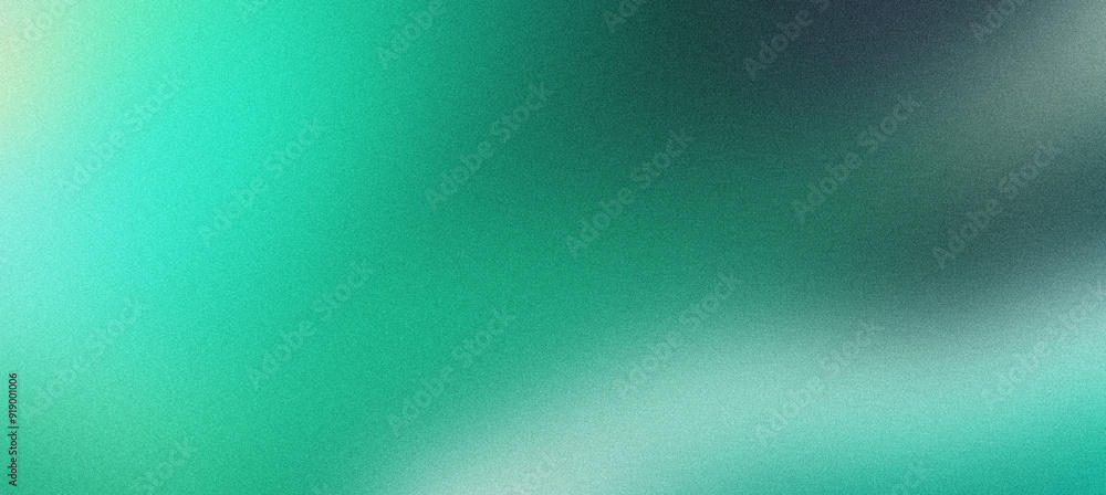 Poster blurred gradient background with grainy texture effect in shades of green and blue