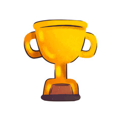 Gold trophy cup icon illustration on white background