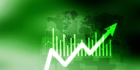 2d illustration Stock market online business concept. business Graph 