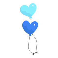 Hand drawn heart balloons illustration on a white