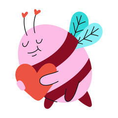 Hand drawn valentine's day bee couple