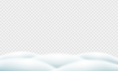 Snowdrifts on the transparent background panoramic image winter