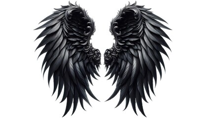 Obraz premium photo of black angel wings isolated on white background