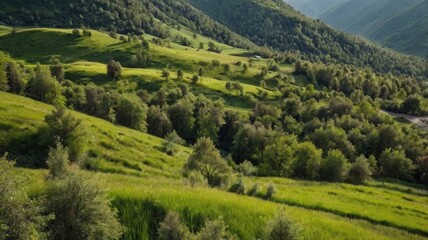 panorama of the mountains in autumn