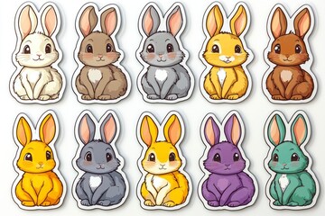 Fototapeta premium Cartoon Rabbit Magnets Set of 8