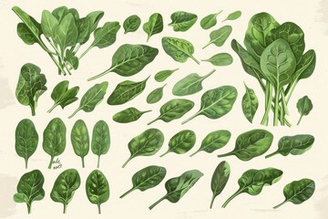 Educational Infographic Showcasing Various Spinach Leaf Types