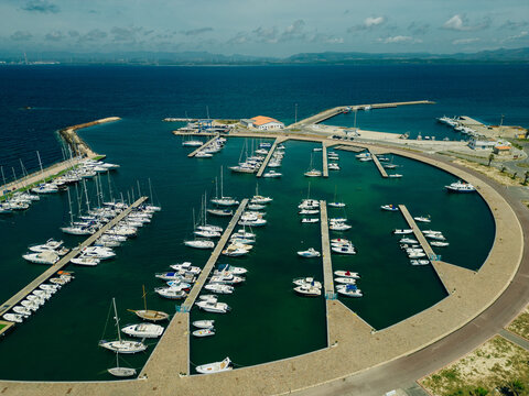 aerial view of Calasetta Beach Town, Sardinia