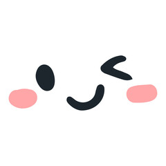 Hand drawn kawaii face illustration design on the white