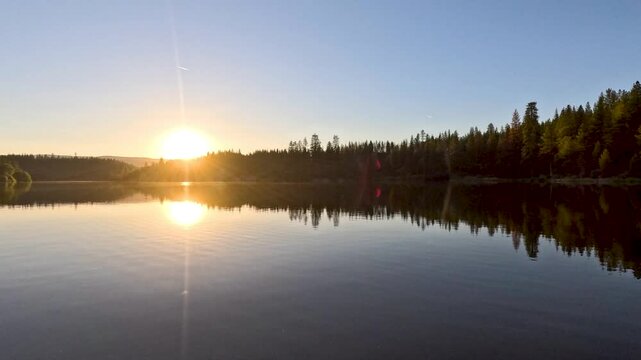 Sunset horizon reflected on the water