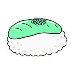 Hand drawn Sushi illustration isolated on the white backgrond