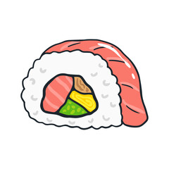 Hand drawn Sushi illustration isolated