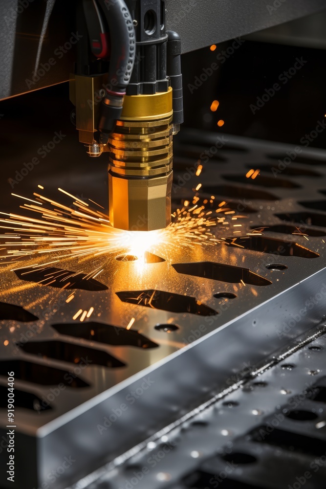Poster precision cnc milling machine cutting intricate shape in metal with sparking tool