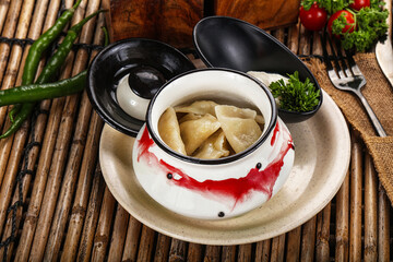 Vareniki - stuffed dumplings with potato