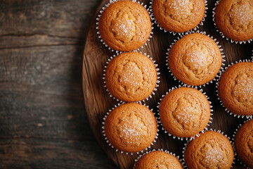 freshly baked vanilla muffins in paper cups