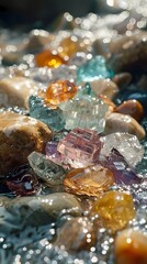 Digital diamond light aquamarine water abstract graphic poster background