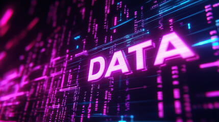3D rendering of the text "Data" on a digital background