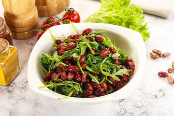 Red canned beans with arugula