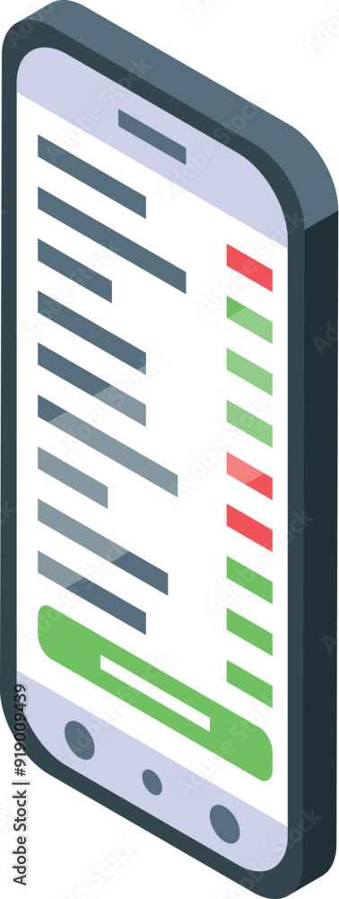 Aufkleber smartphone displaying stock market data, with green and red indicators representing rising and falli