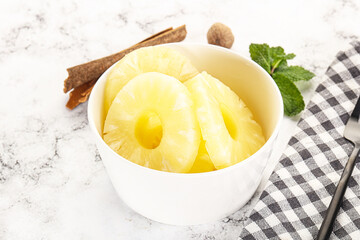 Sweet Canned pineapple in the bowl