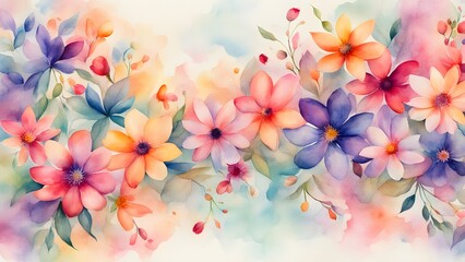 A painting of a bouquet of flowers with a blue background