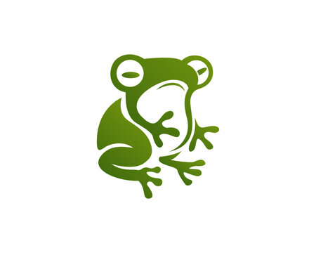 fat frog art logo design template illustration