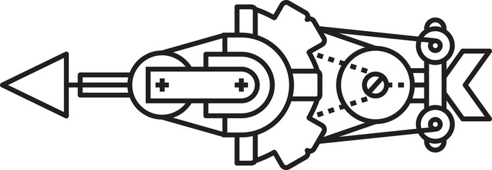 Arrow Steampunk Line Illustration