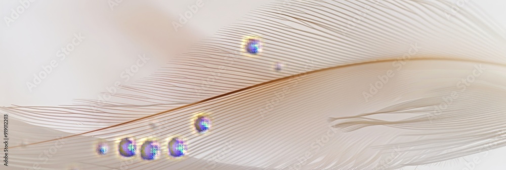 Poster abstract background of a delicate white feather, emphasizing texture and gentle curves