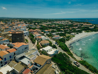 aerial view of Calasetta Beach Town, Sardinia