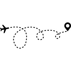 Airplane Path Way. Flight Route From a Waypoint. Vector Icon