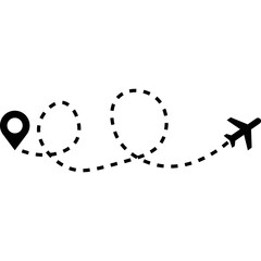 Airplane Path Way. Flight Route From a Waypoint. Vector Icon