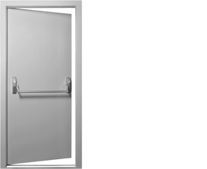 Emergency exit grey two door. Push bar and rail for panic exit