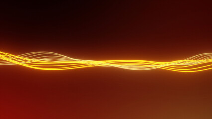 Bright background consisting of abstract flowing lines glowing in gold and orange colors