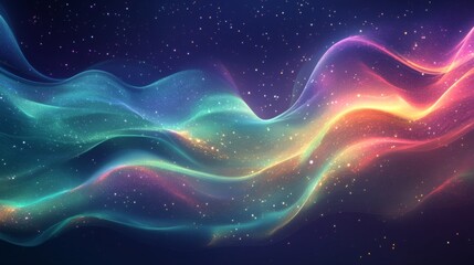 Obraz premium Abstract Wavy Nebula with Glittering Stars