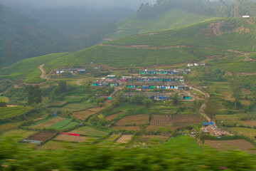 Farming village in the mountain valley