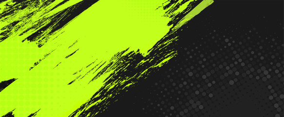 Abstract lime green grunge texture. Brush strokes with splash, grunge texture, gradient transition, dot patterns. Background images, banners. Stock vector illustration.