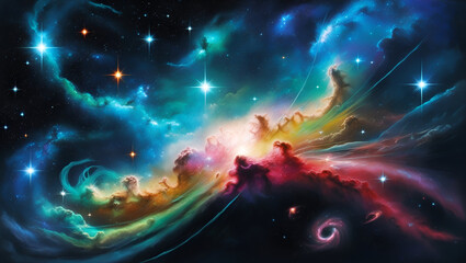 Obraz premium Colorful space galaxy cloud nebula. starry night cosmos. Universe Science Astronomy wall paper