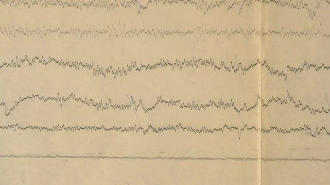 Seismograph Record of an Earthquake on old paper, EEG of the patients problems in the electrical activity of the brain
