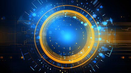 Obraz premium yellow and blue Abstract technology background circles digital hi-tech technology design background. concept innovation. vector illustration