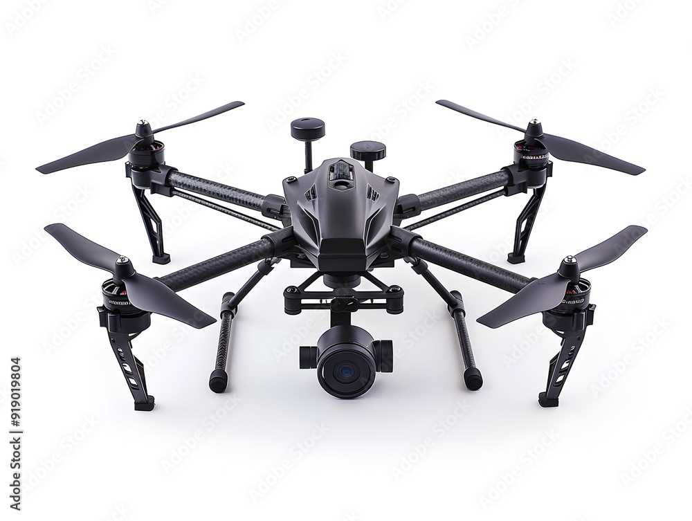 Poster drone with camera and multiple rotors designed for aerial photography and videography