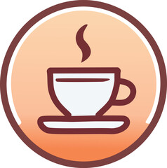 Coffee cup icon on circle round