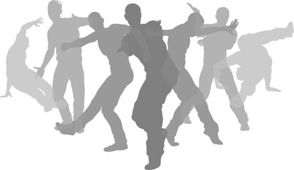 Street dancers dancing silhouette hip hop dance silhouettes poses set