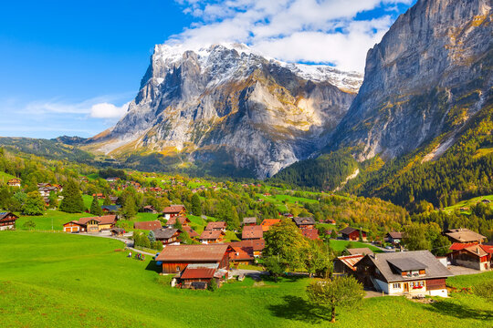Grindelwald, Switzerland village and mountains view