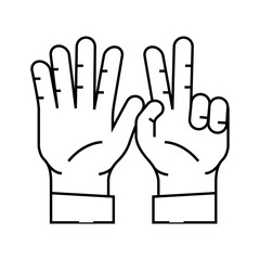 Obraz premium seven number hand gesture line icon vector. seven number hand gesture sign. isolated contour symbol black illustration